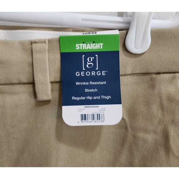 NWT George Straight Comfort Waist Wrinkle Resistant Khaki Pants Size 40 x 32 - Picture 6 of 11